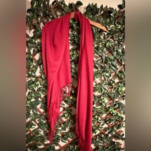Century 21 Cashmere Red Fringe Scarf Flawed Beauty